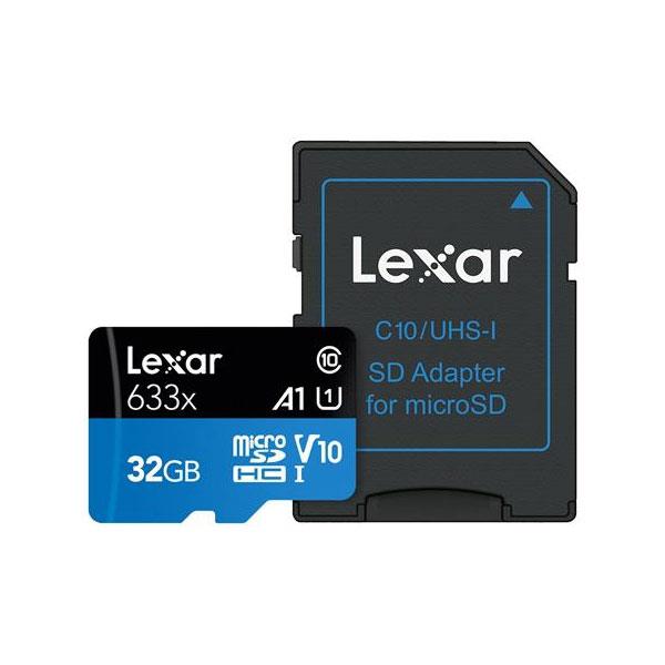 کارت حافظه microSDXC لکسار مدل 633Xکلاس 10 استاندارد UHS-I سرعت 95MBps ظرفیت 32 گیگابایت به همراه آداپتور  SD